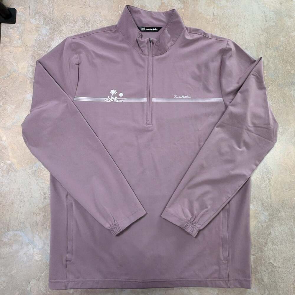 Travis Mathew Men's L Mauve Quarter Zip Long Sleeve Golf Pullover Shirt Layer